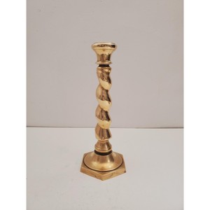 Luxurious Crafted Brass Candlestick Holder Twisted Design Hexagonal Base Durable Metal Home Decoration - Product Image 3