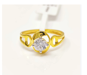 Premium 22K Solid Gold Ring for Women Round Cubic Zirconia Solitaire Oval <b>Frame</b> Halo Cutout Shank Fine Jewelry Wholesale - Product Image 2