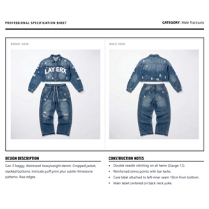 Ensemble de survêtement vintage brodé effet vieilli pour homme – Hoodie oversize et joggers amples – Style streetwear épais – Deux pièces - Product Image 6