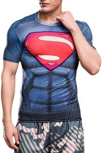 Chemise de bain à manches courtes pour homme avec imprimé Superman, à séchage rapide, en polyester, haut de sport pour adulte - Product Image 3