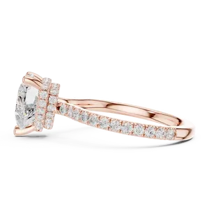 Bague unisexe luxueuse en or avec un diamant de 3 carats taille cœur cultivé en laboratoire et halo caché, cadeau spécial pour fiançailles - Product Image 4