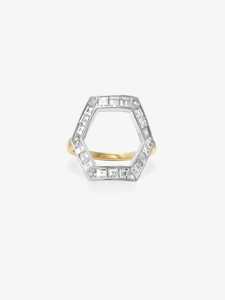 แหวนเพชรทรงสเตทเมนท์แบบช่องฝัง 14K ทองคำแท้ ทรงปรินเซสคัท เพชรเลี้ยงในห้องปฏิบัติการ ดีไซน์เรียบหรู สามารถสวมซ้อนกันได้ ผลิตโดยผู้ผลิตเครื่องประดับ - Product Image 1