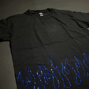 Camiseta Oversize de Algodón para Hombre con Diseño de Zapatillas con Diamantes Brillantes y Pedrería, Manga Corta, Negra, Estilo Casual - Product Image 3