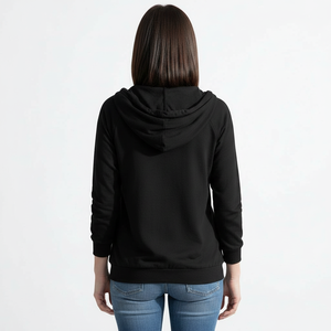 Womens <b>Lightweight</b> Solid Color Winter OEM Service Casual Full Zip up <b>Hoodie</b> with Front Pockets Long Sleeve <b>Hoodie</b> - Product Image 2