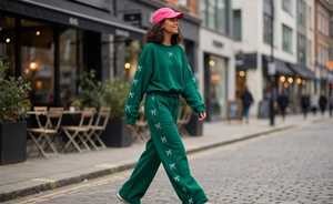 Conjunto Deportivo 2 en 1 para Mujer, Verde, Transpirable, Ligero, de Poliéster, Sudadera Holgada con Cuello Alto y Pantalones con Cierre - Product Image 4