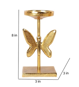 Hind Craft Living Porte-bougie chauffe-plat papillon en aluminium poli or fait main, étanche, élégant, centre de table - Product Image 4