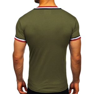 Camiseta de Cuello en V para Hombre, Diseño Único, Precio Económico, con Ribete en Contraste, Mangas Cortas, Ropa Urbana para Hombre - Product Image 2