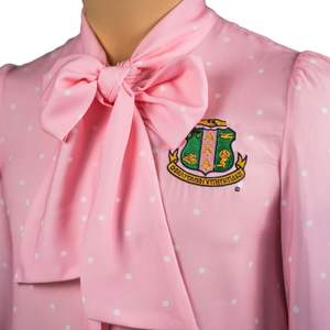 Blusa AKA Rosa con Puntos para Mujer, Cuello con Lazo, Elegante y Chic, Manga Larga, Tela Premium, Ropa Formal con Estilo - Product Image 6