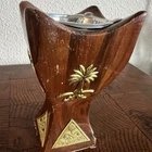 Traditional Arabic Wooden Mabkhara Brass Design Premium Eco-friendly Religious Bakhoor <b>Burner</b> Metal Inlay Decorative All-Season - Product Image 2
