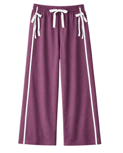 Pantalon de survêtement large pour femme, à rayures latérales, taille haute, coupe décontractée, avec cordon élastique, pour le sport et la détente, fournisseur OEM - Product Image 1