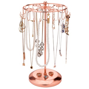 Elegant <b>Rotating</b> Jewelry <b>Stand</b> With Multi Hook Circular Rack High Capacity Necklace Organizer Stable Base Tangle Free <b>Display</b> - Product Image 2