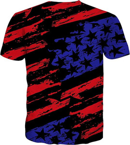 Camiseta de Manga Corta para Hombre, Estampado de Bandera Americana, Sublimación, Cuello Redondo Informal, Corte Regular, 100% Poliéster Tejido - Product Image 3