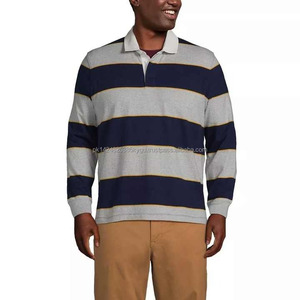 Polo à rayures vintage personnalisées, maillot de rugby en coton de haute qualité, pulls brodés, hauts pour couples - Product Image 3