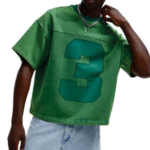 Camiseta Vintage para Hombre con Efecto Teñido, Oversize, Hombros Caídos, Estilo Urbano, con Estampado de Número Personalizado, Algodón, Servicio OEM de Marca Privada - Product Image 6