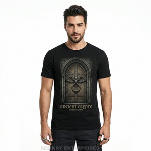 Camiseta Gráfica Gótica para Hombre 2026, 100% Algodón, Estilo Streetwear Negro, Impresión Personalizada, Estilo Vampiro - Product Image 4