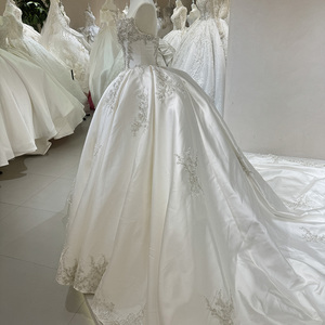 Jancember DW0099 Robes de mariée civiles en satin empire sans bretelles en cristal - Product Image 2