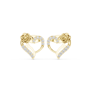 Pendientes de oro amarillo de 18 quilates con diamantes cultivados en laboratorio, pendientes florales con forma de corazón para mujer, joyería elegante y romántica - Product Image 1