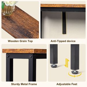 Tavolino Consolle Stretto da 100 cm con Prese di Corrente e Porte USB, Struttura in Metallo Specchiato, per Divano e Applicazioni Domestiche - Product Image 6