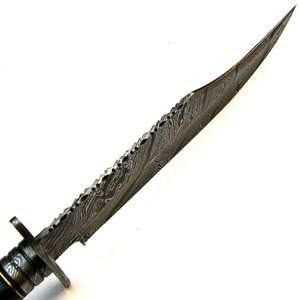 Couteau de chasse à lame fixe en acier Damas fait main avec manche en os de chameau, couteau de chasse extérieur personnalisé OEM - Product Image 4