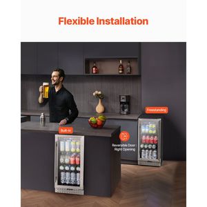 ตู้เย็นขนาดเล็ก 88 แคน พร้อมระบบควบคุมอุณหภูมิแบบดิจิตอลและชั้นวางปรับได้ ตู้แช่เครื่องดื่มพร้อมประตูกระจก - Product Image 5