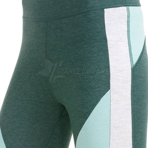 Leggings de sport pour femmes, taille élastique, couleur unie, longueur mi-longue, sans couture, vêtements de sport pour l'entraînement et le yoga - Product Image 4