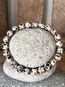 Pulsera de amor de jaspe dálmata natural para mujeres y hombres, pulsera de piedra con cuentas elásticas de energía curativa, lo mejor para regalo - Product Image 4