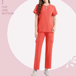 Tenues médicales personnalisées : Blouse d'infirmière à manches courtes, ensemble de blouses médicales extensibles et ajustées - Product Image 4