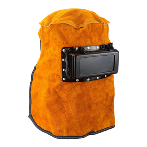 Cowhide Split Leather Welding Hood With Neck Shoulder Drape Welding <b>Caps</b> FR Treated Material Head Protection Welders Hood - Product Image 3
