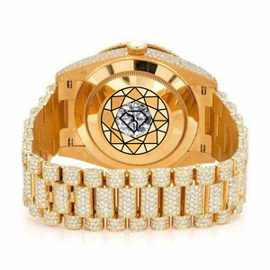 Reloj de Cuarzo de Lujo Personalizado con Diamantes de Imitación y Cristal de Moissanita, Correa de Acero Inoxidable Premium - Product Image 3