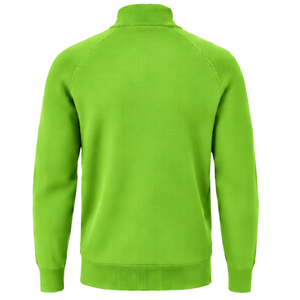 Cardigan zippé en maille pour homme, col montant, manches longues, poignets et ourlet côtelés, vert lime, avec poches latérales, coupe classique - Product Image 2