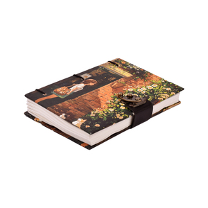 A5 Cafe Street Aesthetic Handmade Paper Notebook <b>Lock</b> Diary Vintage City Illustration Journal Eco Friendly Premium Writing Book - Product Image 1