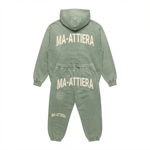 Conjunto de Sudadera Oversize Verde Personalizada y Pantalones Anchos de Felpa para Mujer, Chándal de Algodón Estilo Urbano OEM ODM - Product Image 6