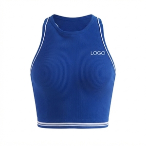 Débardeur côtelé sans couture pour femme, col rond, color block, respirant, pour fitness, yoga, tenue décontractée d'été - Product Image 5