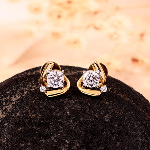 Boucles d'oreilles clous rondes couleur or 14 carats, imitation diamant à quatre griffes, bijoux d'oreille pour femme, cadeau de fête - Product Image 3