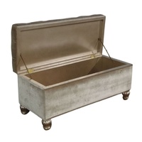 Tabouret de rangement tufté en boîte de couverture en bois de style français tabouret d'extrémité de lit rembourré banc pouf pour meubles de chambre à coucher