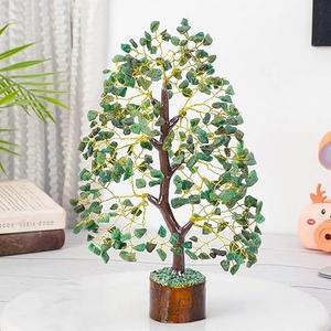 Arbre en cristal de 300 copeaux d'aventurine verte naturelle polie, figurine bonsaï Feng Shui, en gros, à vendre - Product Image 1