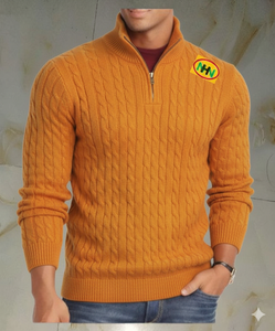 Suéter de Hombre de Cuello Alto con Cierre de 1/4, Manga Larga, Lana/Acrílico, Anti-Pilling y Anti-Arrugas, Color Sólido, en Oferta - Product Image 1