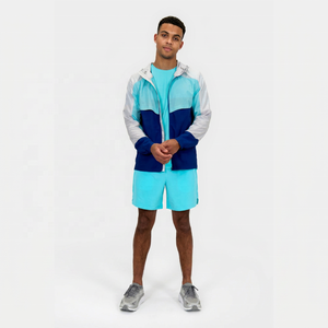 Ensemble de survêtement d'été pour homme avec capuche, coupe-vent léger, short, séchage rapide, respirant, deux pièces, vêtements de sport, logo personnalisé - Product Image 1