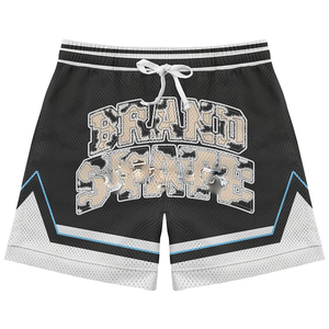 Mens 180 GSM Double <b>Layer</b> Mesh Shorts Premium Polyester Fabric Green Black White Panel Basketball Style Custom Logomen's shorts - Product Image 3