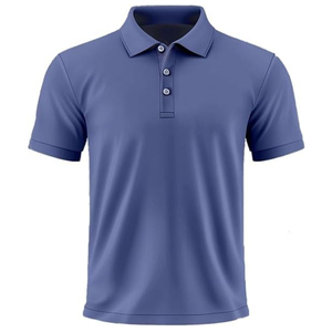 Polo respirant pour homme en coton, tissu décontracté, toucher doux, col côtelé, trois boutons, vêtement confortable pour tous les jours - Product Image 2