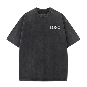 T-shirt vintage respirant à manches courtes en coton 100% de haute qualité 180g pour hommes, tissu tricoté à motif uni, vente en gros personnalisée - Product Image 2