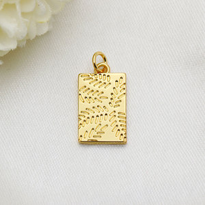 Pendentif Vintage en Argent Sterling 925 Plaqué Or Pandahall, Breloques Cœur Véritable Rectangulaires avec Feuille, pour Fabrication de Bijoux DIY Femme, Idéal pour Fêtes - Product Image 2