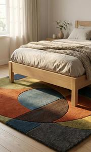 Modern Abstract Geometric Hand Tufted Wool Anti-Slip Medium Pile Cotton Canvas Backing Area Rug Soft <b>Plush</b> Color Block Living - Product Image 4