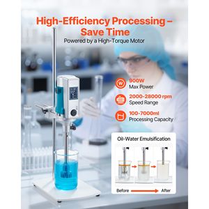 Omogeneizzatore da Laboratorio ad Alta Velocità 900W, 2000-28.000 RPM, Macchina per Dispersione ed Emulsificazione per Miscelazione in Laboratorio - Product Image 2