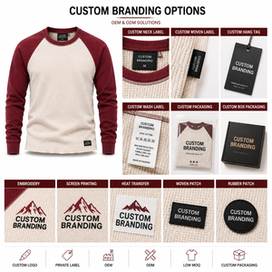 Sudadera Térmica Personalizada de Punto Waffle para Hombre, Cuello Redondo Raglán, Fabricante Mayorista OEM ODM de Marca Privada - Product Image 6