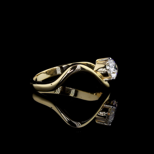 แหวนเพชรทรงลูกแพร์เพาะเลี้ยงในห้องปฏิบัติการแบบเดี่ยวลายคลื่น - Product Image 4