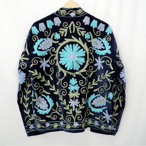 Blazer en velours tricoté respirant, brodé à la main avec motif floral, col et manches longues, 100 % coton, veste de printemps pour femme, vente en gros - Product Image 2
