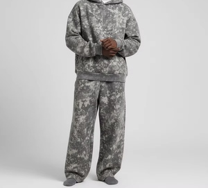 Unisex Hooded <b>Tracksuit</b> Full Sleeve <b>Camouflage</b> Print Casual Autumn Wear With Side Pockets Elastic Waist Loose Fit 100% Cotton - Product Image 1