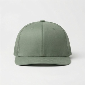 Unisex Olive Green 6-Panel Trucker <b>Cap</b> Adjustable Mesh Baseball Hat Casual Solid Color <b>Flat</b> Brim Snapback Hat Spring <b>Summer</b> - Product Image 1