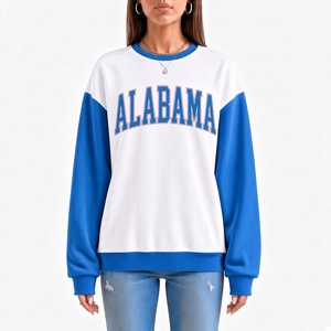 Sudadera de cuello redondo para mujer, nueva y moderna, con bloques de color, mangas rosas, estampado de letras de Florida, hombros caídos, estilo casual. - Product Image 2